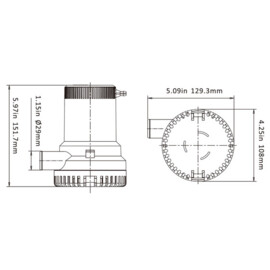 Niet-automatische bilgepomp, 24V, 94.6 L/min, 0.5 bar