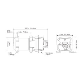 Membraanpomp (drinkwaterpomp), 230V, 12.5 L/min, uitschakeldruk 2.4 bar