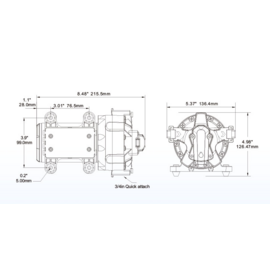 Heavy duty membraanpomp (drinkwaterpomp) met automatische flow control, 12V, 18.9 L/min, uitschakeldruk 4.8 bar