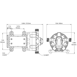 Heavy duty membraanpomp (drinkwaterpomp) met automatische flow control, 24V, 18.9 L/min, uitschakeldruk 4.8 bar